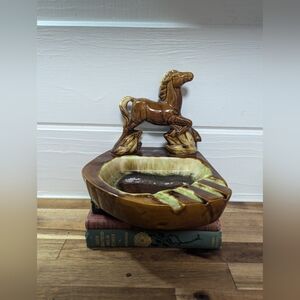 Vintage Horse Drip Pottery Ashtray